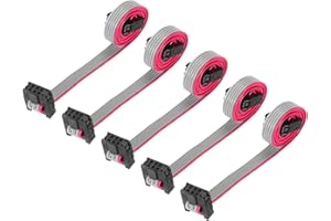 MECCANIXITY 5 Pcs IDC Flat Ribbon Cable, 1.27mm Pitch 4mm Width 30cm Long 6 Pin FC to FC Flat Ribbon Connector Jumper Wire fo