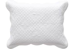 Calla Angel Sage Garden Luxury Pure Cotton Quilted Pillow Sham, Standard, 20x26, White
