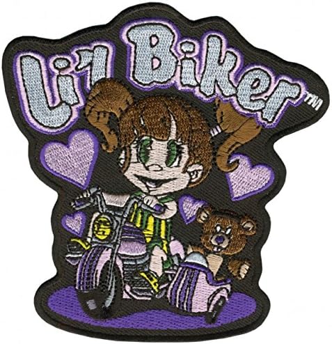 LIL BIKER GIRLS, Iron-On / Saw-On Rayon PATCH - 4" x 5", Heat Sealed Backing