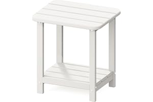 Sundale Outdoor Small Side Table, Patio All Weather Small Adirondack End Table HDPE Water Resistant 2 Tier Rectangular Outsid