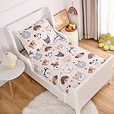 KWLOVER 2PCS Soft Fitted Sheet and Pillowcase Set - Doggy Printed Puppy Pattern Design Sheets for Kids Teens Twin Size Bed