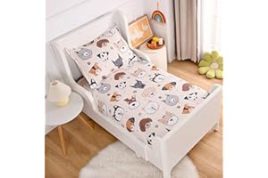 KWLOVER 2PCS Soft Fitted Sheet and Pillowcase Set - Doggy Printed Puppy Pattern Design Sheets for Kids Teens Twin Size Bed