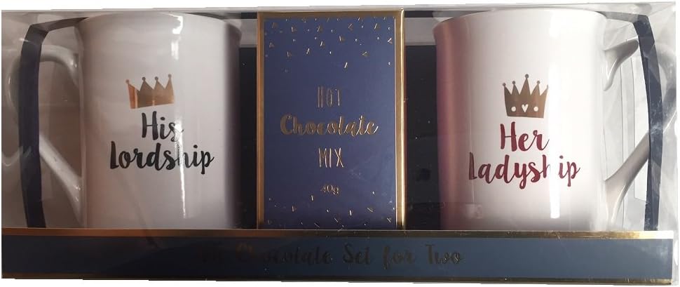 Hot Chocolate & Ceramic Mug Gift Set of 2 - His Lordship Her Ladyship