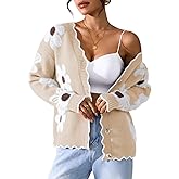 Pink Queen Fuzzy Sweater Cardigan for Women 2025 Fashion Long Sleeve Flower Outerwear Button Down Open Front Cardigan Coat