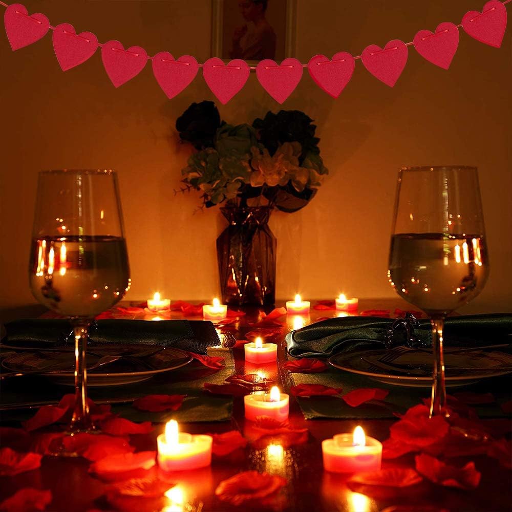 Romantic Decorations Set, 1000 Rose Petals, Heart Candles, XXXL LOVE Balloons, Red Balloons - Image 5