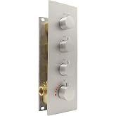HOMEDEC 3 Way Shower Diverter Valve, 3 Outlets Multi Function Thermostatic Shower Brass Valve Can Run Simultaneously, Brushed Nickel
