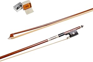 MI&VI NB-530 Classic Violin Bow 4/4 (Full Size) with Rosin for Bow Hairs Included - Ebony Frog - Well Balanced - Light Weight - Real Mongolian Horse Hair (Violin 4/4) - MI&VI Music