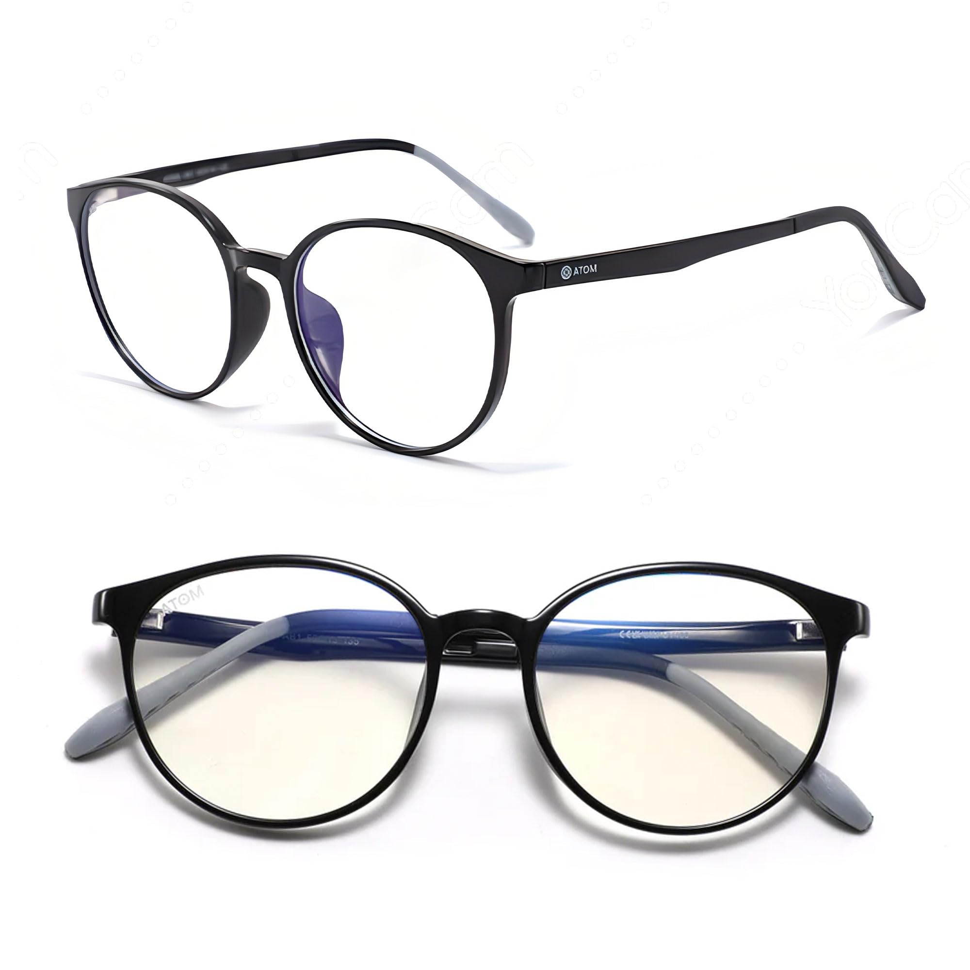 ATOM Blue Light Blocking Glasses for Kids (Age 5-12) - 100% UV Protection & Anti Glare Blue Rays Blocking Eyeglasses for Computer & Gaming | Lightweight Durable Frame Eyewear for Boys & Girls- Black