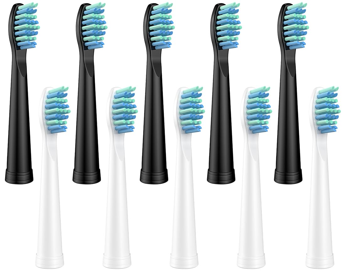 Photo 1 of 10 Pack Electric Toothbrush Replacement Heads Compatible with Sonic-FX and Fit SnapWhite for Adults and Kids, Soft Charcoal/Nylon Bristles, 5 Black+5 White