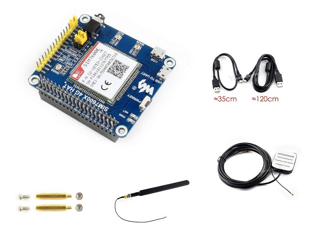 Waveshare 4G/3G/2G/GSM/GPRS/GNSS Hat Based SIM7600E-H for Raspberry Pi/Jetson Nano Support LTE CAT4 for Downlink Data Transfer/4G High-Speed Connection/Telephone Call/Sending SMS