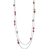 BULINLIN Layered Silver Long Necklace for Women Turquoise Stone Beaded Strand Sweater Chain Necklaces Fashion Costume Jewelry Gifts for Mom