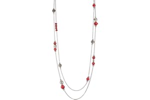 BULINLIN Layered Silver Long Necklace for Women Turquoise Stone Beaded Strand Sweater Chain Necklaces Fashion Costume Jewelry Gifts for Mom