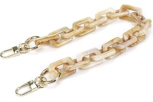 Savagrow 15.7"/40cm DIY Acrylic Resin Replacement Chain Purse Shoulder Strap with Buckle, Beige Rectangle Chain Link