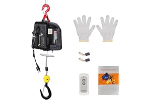 1100LBS Portable Electric Hoist -OZHOMY 1500W Chain Hoist Remote Control Portable Winch with Overload Protection,Vertically &