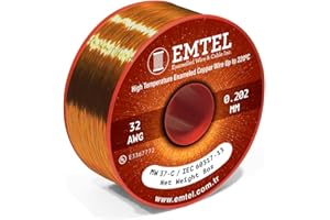 Emtel 32 AWG - 8 oz (2595 feet) Magnet Wire - Enameled Copper Wire for Electrical Motor Transformer Magnetic Coil 220°C (428°F) Thermal Class - Double Insulated Winding Wire