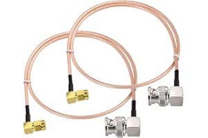 SUPERBAT SMA to BNC Cable Pigtail，SMA Male 90-Degree to BNC Male Adapter Right Angle Using RG316 Jumper RF Coaxial Cable, 20I