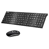 Keyboard Mouse, Sonkir K-18 2.4GHz Ultra Thin Rechargeable Aluminum Full Size Wi