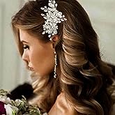 Casdre Crystal Bride Wedding Hair Comb Pearl Bridal Hair Piece Hair Accessories for Women and Girls (A Silver)