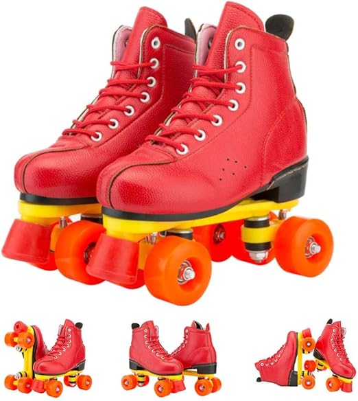 LAYBAY Roller Skates, Adjustable Orange PU wheels Skates for Kids and