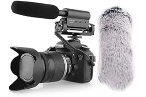 NICAMA SGC-598 Interview Shotgun Microphone with Windscreen Muff, Cardioid Directional Condenser Video Mic for DSLR Camera Nikon Canon Camcorder, Sony Mirrorless Cameras