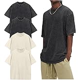 Arssm Oversized Tshirts for Men Acid Wash Loose Fit Vintage Cotton Heavyweight T Shirts Baggy Tees