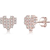 SLUYNZ 925 Sterling Silver CZ Love Heart Earrings Studs for Women Teens Sweet Love Stud Earrings