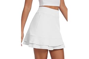 H Hellisal Womens Tennis Skirt 16" Skorts for Woman Dressy Casual High Waisted Golf Athletic Ruffle Skirts with Pockets
