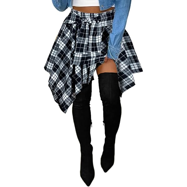 Amazon.com: Womens Skirts for Summer Casual - Plaid Tweed High