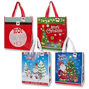 Amazon.com: 12 Jumbo Christmas Reusable Gift Bag Grocery Shopping Totes