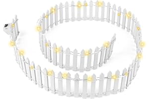 HOSEASCA Mini Fairy Garden Fence, 35.5 Inch Cuttable Small Wood Picket Fence, DIY Miniature Accessories Decoration for Dollhouse, Crafts, Vegetable Platter, Cake(White)