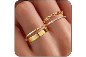Lunvky Stackable Gold Rings for Women Dainty 14K Gold Plated Thin Ring Set Non Tarnish Thumb Bands Gold Jewelry Gifts Statement Gold Knuckle Rings Size 6-11