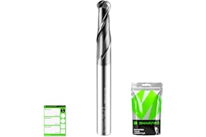 SHARPRO Carbide Ball Nose End Mill 2 Flute 1/4 Inch SHK. and Cutting Dia. 3D Carving, High-Speed and Deep Cutting, AlCrN Coat