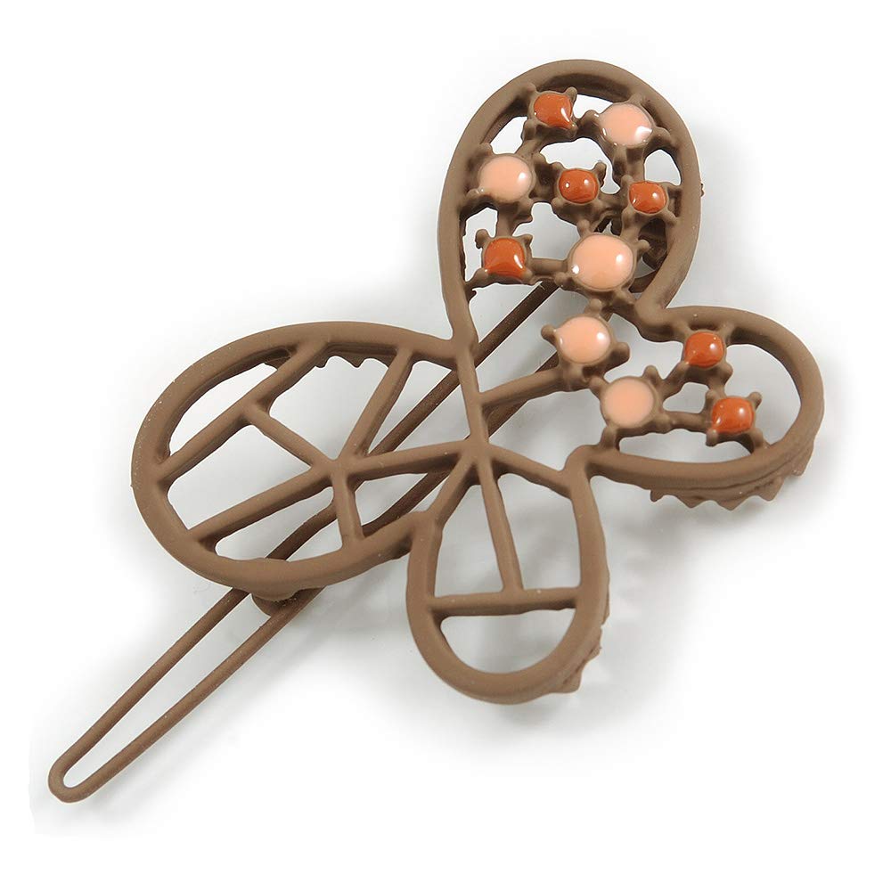 Taupe Brown Butterfly Hair Slide/Grip - 50mm Across