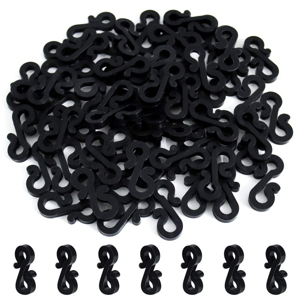 Vikdio 60 Pcs Black Gutter Hooks for Outdoor String Lights, Gutter Clips for Fixing Christmas Icicle Lights String Lights on Halloween Xmas Decorations Outdoor Garden Tree Window