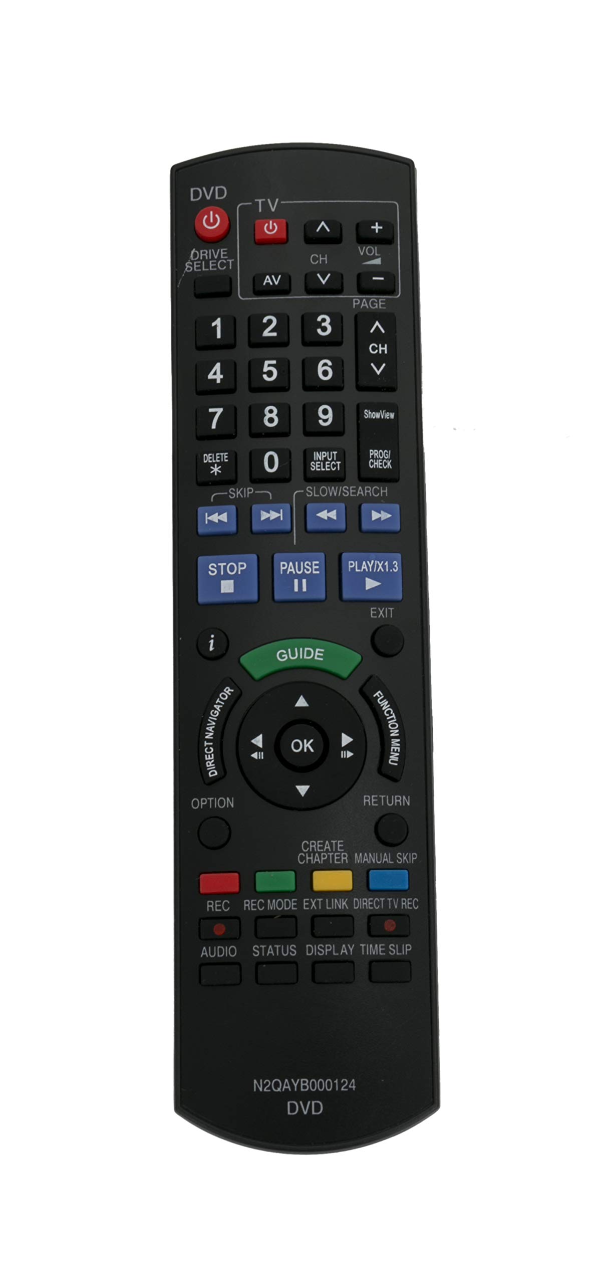 VINABTY N2QAYB000124 Remote Control replacement fit for PANASONIC DMREH58EC DMREH675EGS DMREH685EG DMR-EH575EG DMR-EH57EC Dmr-eh57ep Dmr-eh57ee Dmr-ex77eg DVD Recorder