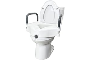 EYL MEDICAL SUPPLIES Raised Toilet Seat with Padded Arms, Toilet Seat Riser with Handles, Extra 5” of Height- Elevated with Padded Arms for Seniors Portable Design for Elongated Oval and Round Bowls- Bathroom Risers