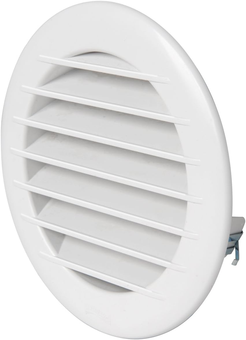 La Ventilazione TET12RB Ventilation Grille Plastic Aesthetic Round Recessed Diameter 155 mm, White, Per fori ø 125 mm