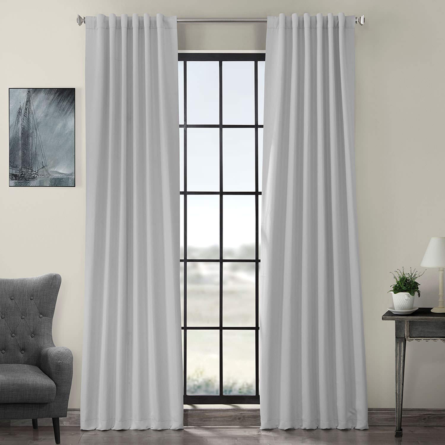 HPD Half Price Drapes Solid Room Darkening Curtains 50 X 96 (1 Panel), BOCH-171101-96, Arctic Grey — image 1