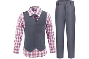 QISUMA Boys Suits Toddler Formal Suit Set Kids Ring Bearer Outfit for Teen Boys Wedding Tuxedo Communion Dress Clothes