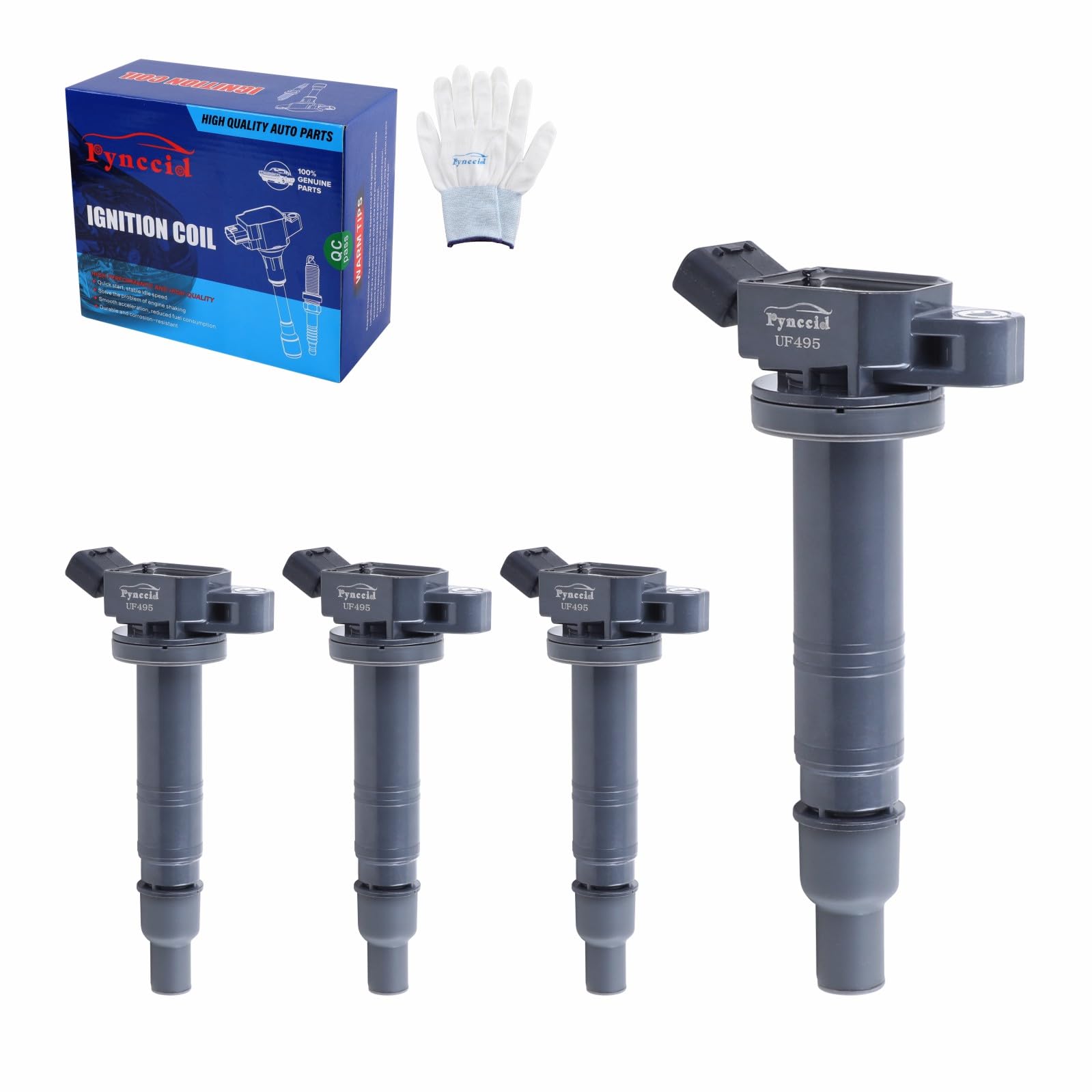 Photo 1 of Pynccid UF333 High-Performance Ignition Coils Set of 4 Compatible with 2001-2015 Toyota Camry/Corolla/RAV4/Highlander/Matrix/Solara, Scion tC/xB, Pontiac Vibe & Lexus HS250h 2.0L 2.4L L4