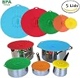 Lot de 5 couvercles à ventouse en silicone réutilisables Lot de 5 couvercles à ventouse en silicone réutilisables
