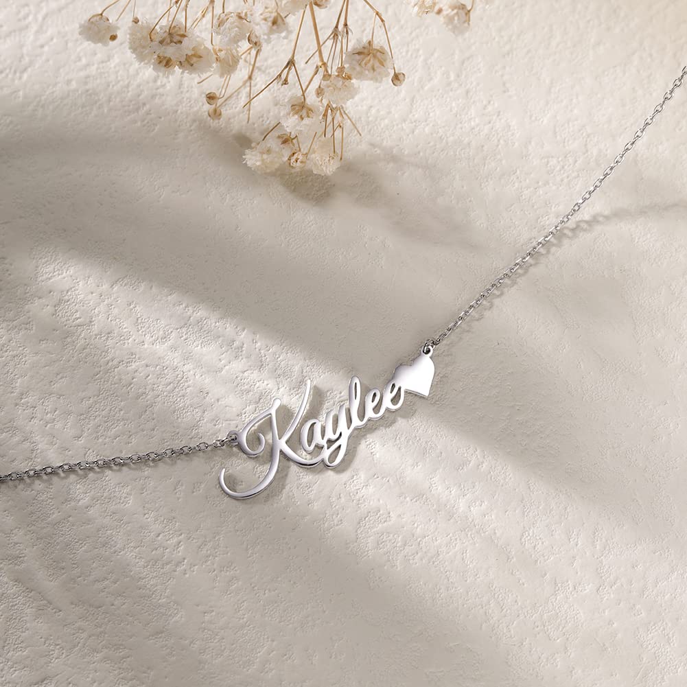 Lovenus Custom Name Necklace Personalized Sterling Silver Necklaces for Women Customized Name Necklaces Pendant Jewelry Gifts for Women