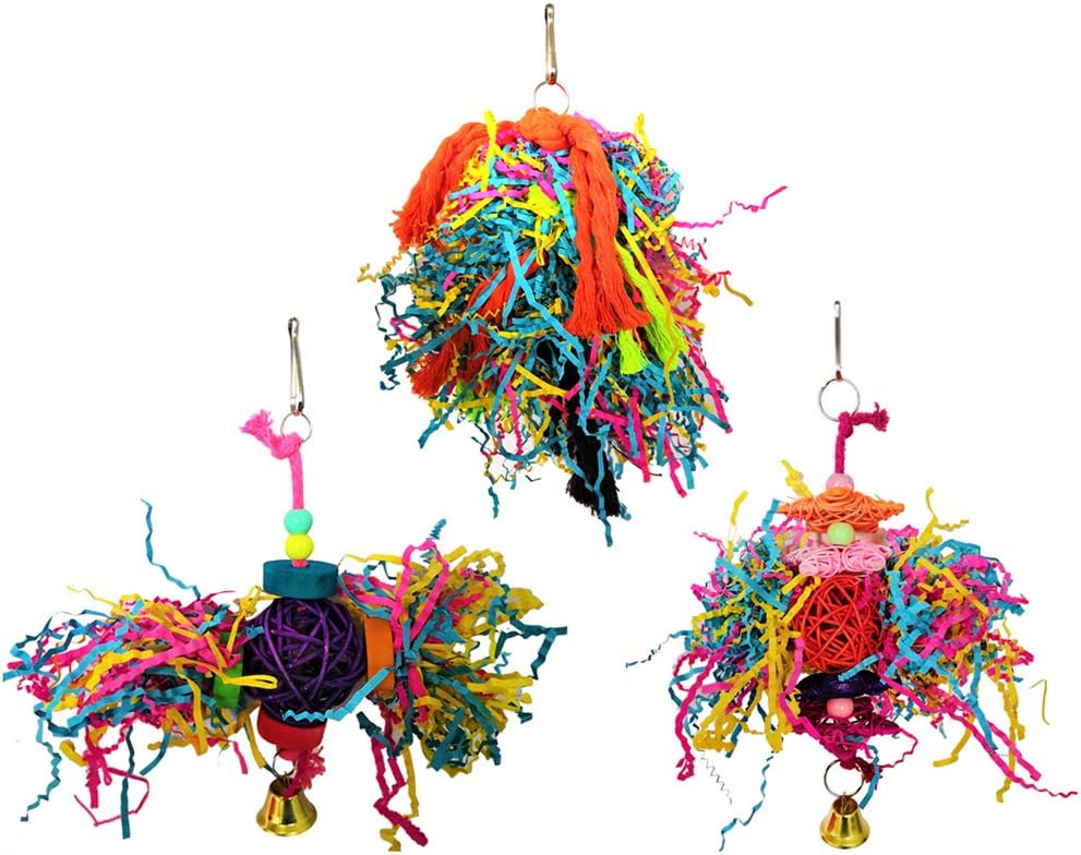 POPETPOP 3 Pack Parrot Shredding Toys-Bird Chewing Toys Bird Shredders Toy Foraging Hanging Toy for Cockatiel Conure African Grey - Image 4