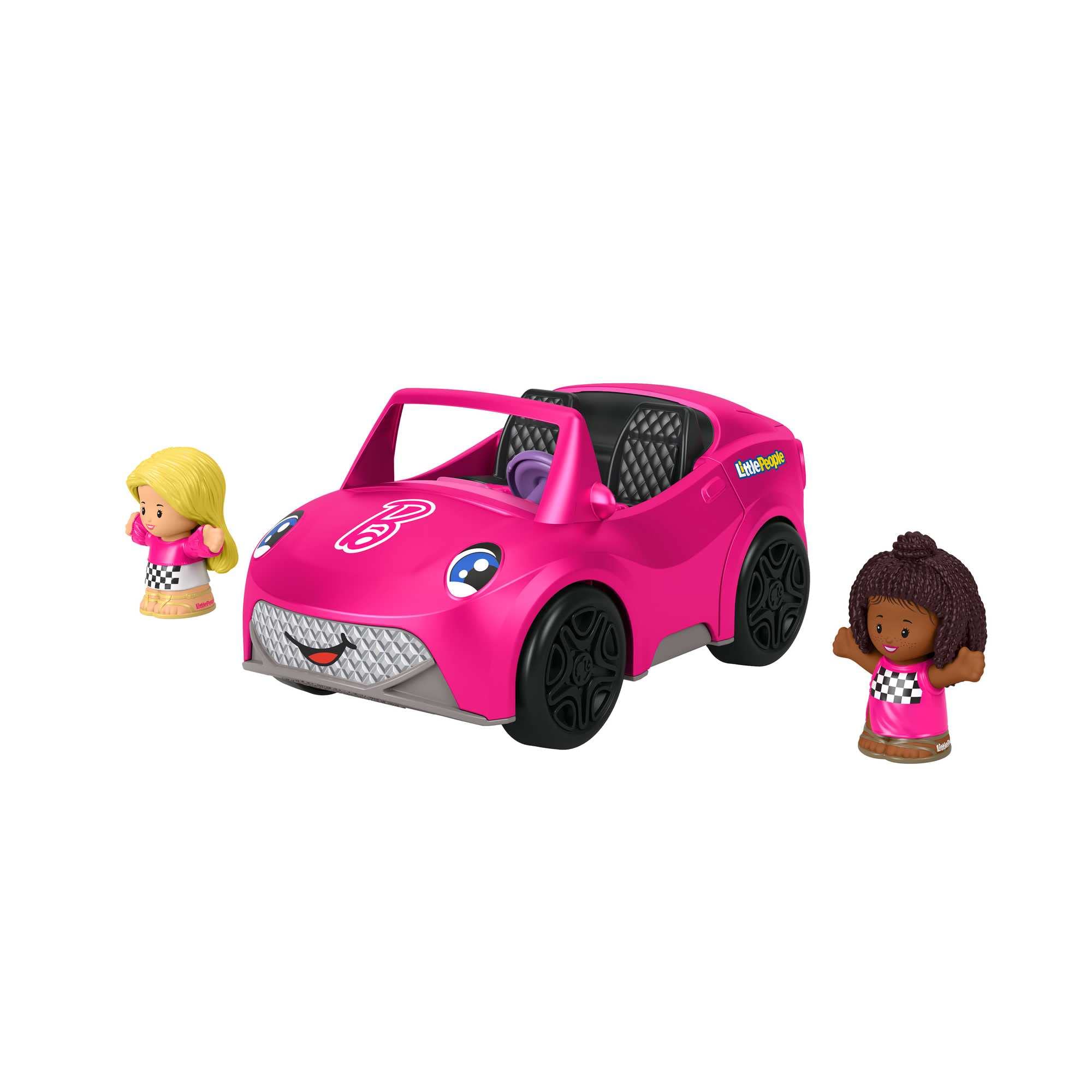 ​Barbie Convertible by Fisher-Price Little People, push-along vehicle with sounds and 2 figures for toddler and preschool pretend play, HJN53
