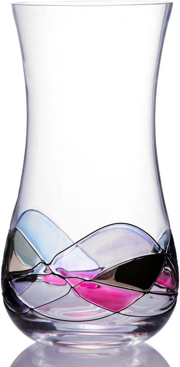 Sonoma Artisan Glassware Hand Painted Glass Flower Vase, Unique and Special Gift Idea