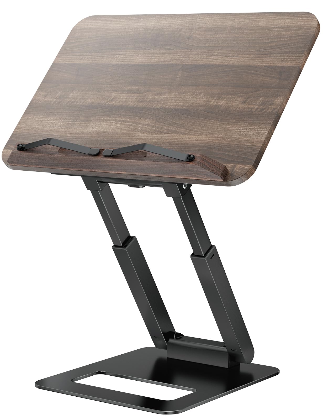 Tounee Telescopic Book Holder - Adjustable Height Pull Out Design Ergonomic Cookbook Stand with Elastic Page Clips (Black)