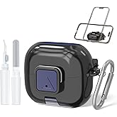 Secure Lock Case for Galaxy Buds 3 Pro (2024) / Galaxy Buds 3 FE (2025) | Phone Stand Design | Soft TPU | Shockproof Protective Cover for Samsung Buds 3 Earbuds w/Cleaning Pen & Keychain (Black)