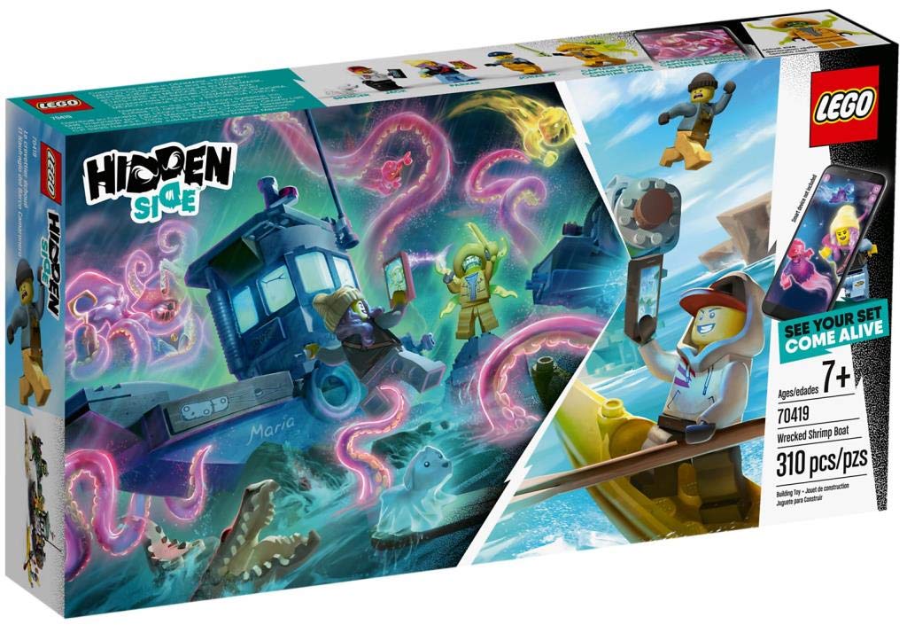 LEGO Hidden Side 70419 Wrecked Shrimp Boat Building Set, AR Games app, Toys for 7 Years Old Boys and Girls, Interactive Augmented Reality Ghost Playset with 4 minifigures