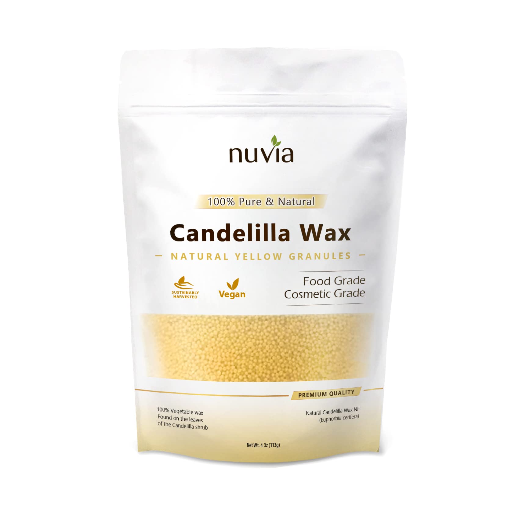 Photo 1 of Candelilla Wax 100% Pure & Natural, Vegan - Vegetable Wax; Food & Cosmetic Grade, Granule Form; 4 oz by Nuvia Organics