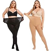 YAGAXI 2 Pairs Plus Size Soft Opaque Tights for Women - 80D Women's Control Top Footed Pantyhose Reinforced Toe